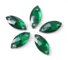 3223 Glitzstone Crystal 9x18mm Emerald Green Sew On Navette Rhinestones 1 Dozen