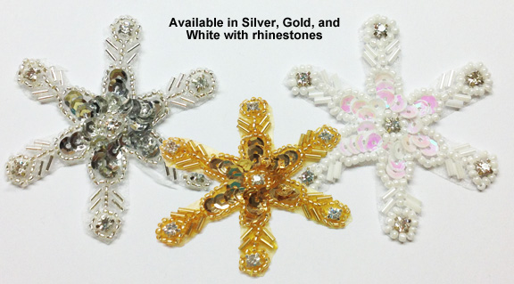 Glitz And Glamour 4117 Beaded Sequin Snowflake Applique 9641