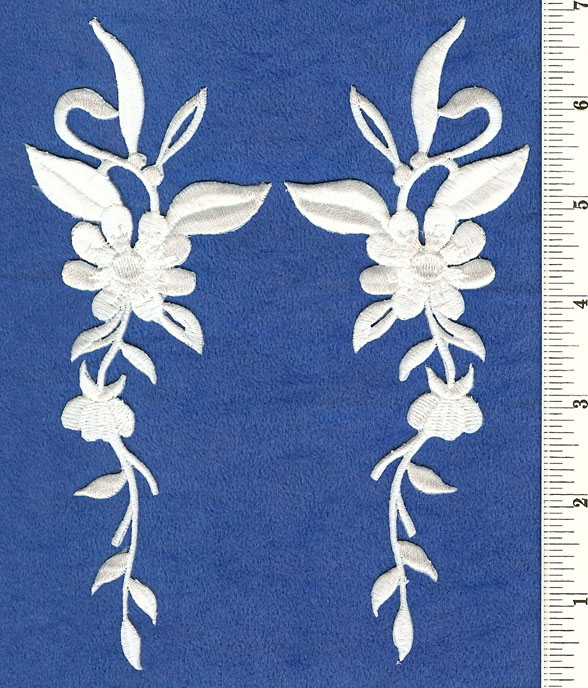 8034 White Iron on Applique Pair