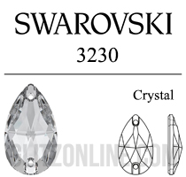 PRESTIGE Crystal Components 3230 18mm Teardrop Sew-on Rhinestone Crystal AB
