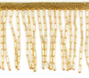 Gold Seed and Bugle 3 Beaded Fringe – General Bead